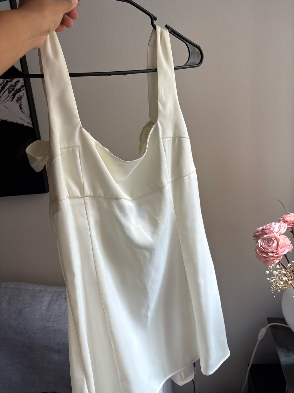 Ivory Satin White Mini Dress